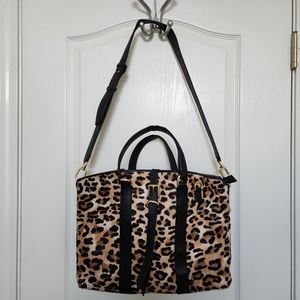 Leopard Printed Calf Skin and Leather Computer Bag